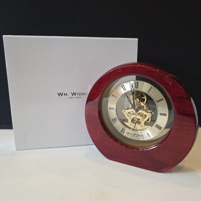 Wm Widdop Piano Wood Round Mantel Clock W2015 Quartz Desk Clock Boxed