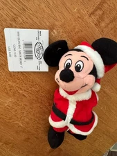 Santa Mickey Mouse Disney Beanie Baby New w Tags Disney Store