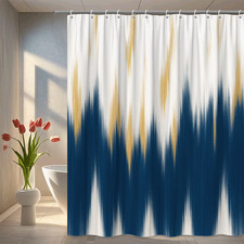 Modern Navy and Gold Shower Curtain - Stylish Bathroom Decor