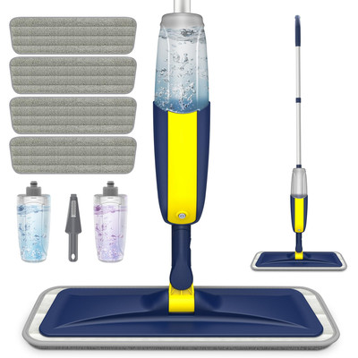 Spray Mop zur Reinigung von Böden, HOMTOYOU Mikrofaser Bodenwischer Trocken Nass Wischer mit 2