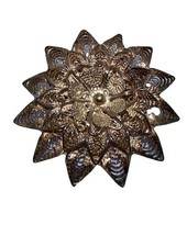 Vintage Silver Filigree Brooch Fine Detail Floral Flower Design 4cm