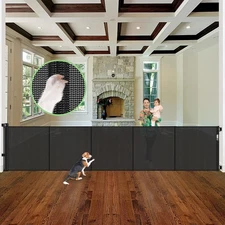 Reinforced 155" Extra Wide Baby Gate Retractable Dog Gate with Support Rods –...