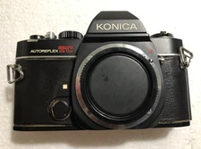 Vintage Konica Autoreflex TC Film Camera Lot W/ 2 Hexanon Lenses & Accessories