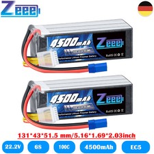2x Zeee 6S Lipo batteria 22.2V 100C 4500mAh spina EC5 per RC aereo elicottero