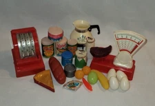 Vintage 60s 70s Toy Grocery Store Food Register Scale Germany Made Kids Lot
