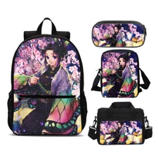 Demon Slayer Kochou Shinobu Kids School Backpack Insulated Lunch Bag Pen Bag Lot