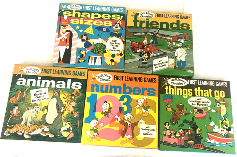 Vintage Lot of 5 1969 Walt Disney Characters First Learning Games