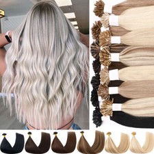 Nail Tip U Tip Pre-Bonded Keratin Premium Real Human Hair Extensions Thick Brown
