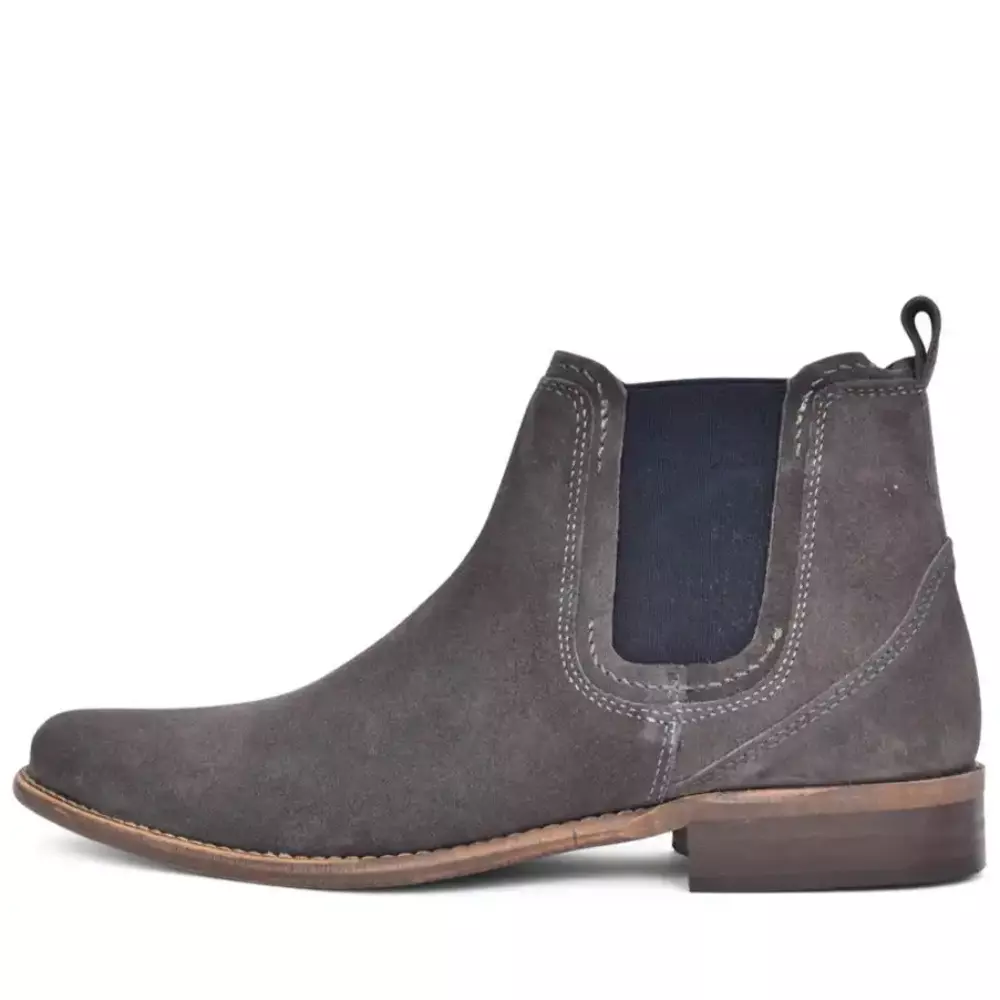 Escape Mens Austin Dealer Chelsea Boots Shale Grey Suede