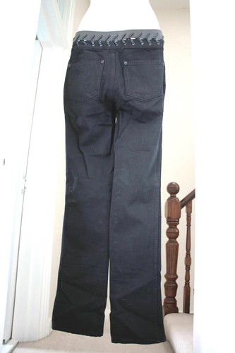 BNWT Alexander McQueen McQ XS 6 IT 38 Black Jeans Leather Lace-up Belt Bootcut