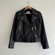 Jigsaw Biker Motor Leather Jacket - Size Uk 8 (rrp£400)
