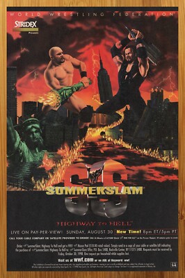 1998 WWF Summerslam Vintage Print Ad/Poster Wrestling Stone Cold