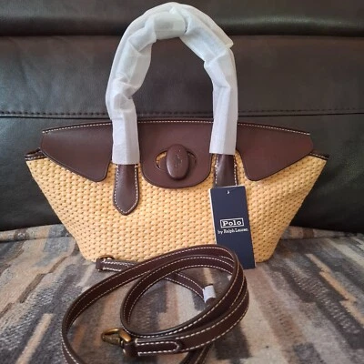 Ralph Lauren Polo Stroh/Leder Tasche Neu - Bild 1 von 4