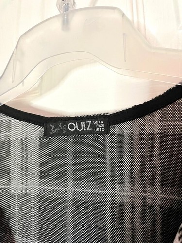 Quiz Black & White Plaid Style Pattern Sleeveless Mini Wrap Style Dress Size 14 - Picture 4 of 7