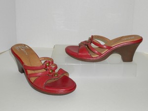 clarks red leather sandals