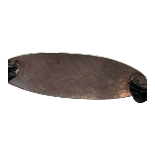 Bracciale artigianale in corda pelle nera disegno pesce argento sterling uomo donna - Foto 5 di 6