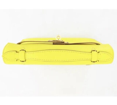 Hermes Neon/Candy Lime Yellow Kelly Pochette Cut Bag Gold