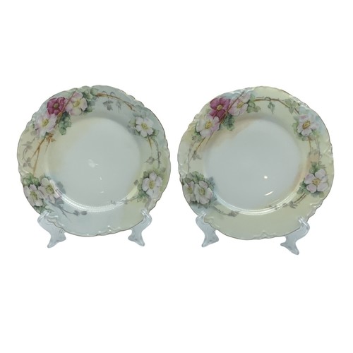 2 Haviland Limoges Salad Plates Handpainted Rose Flowers Backstamp Vintage 1945 - Picture 2 of 12