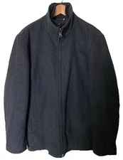 Calvin Klein Men’s Wool Blend Jacket Quilted Lined Coat Double Zipper Grey Sz M