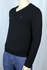 Polo Ralph Lauren Black Wool Sweater Purple Pony NWT