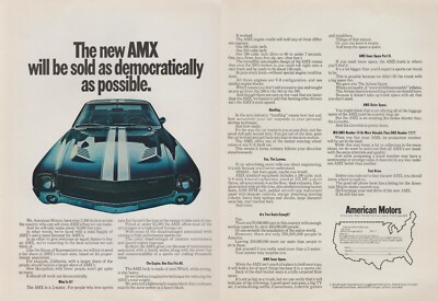 1968 AMC AMX - Will Be Sold As Democratically As Possible - 2Page Print Ad Photo