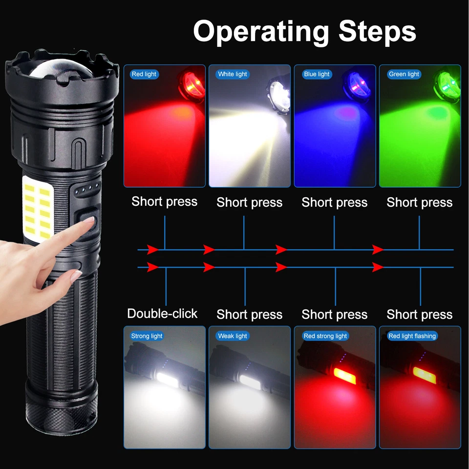 4 IN1 Color LED Flashlight Night Torch Coyote Hog Hunting Camping Light BOX Pack - Image 2 of 4