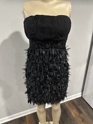 sue wong beaded feather dress Size 6 Black Feathered Cocktail Dress Strapless New Tags Size:180 cm / US Size 5 like drape. 25.10SID Dress Up Games 2000s