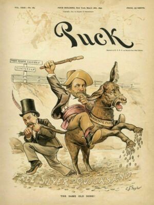DEMOCRATIC DONKEY SINKING IN FREE SILVER QUICKSAND MINING INTEREST TARIFF REFORM