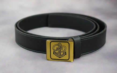 MILITARY NAVY OFFICER Leather Belt Anchor Buckle