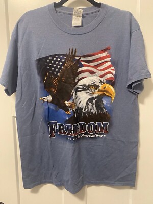 Freedom The American Way USA Graphic Gildon Eagle Shirt Size L USA  Flag United