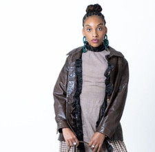 Vakko Jacket Size Large  Leather Women's Brown Blazer Style Jacket