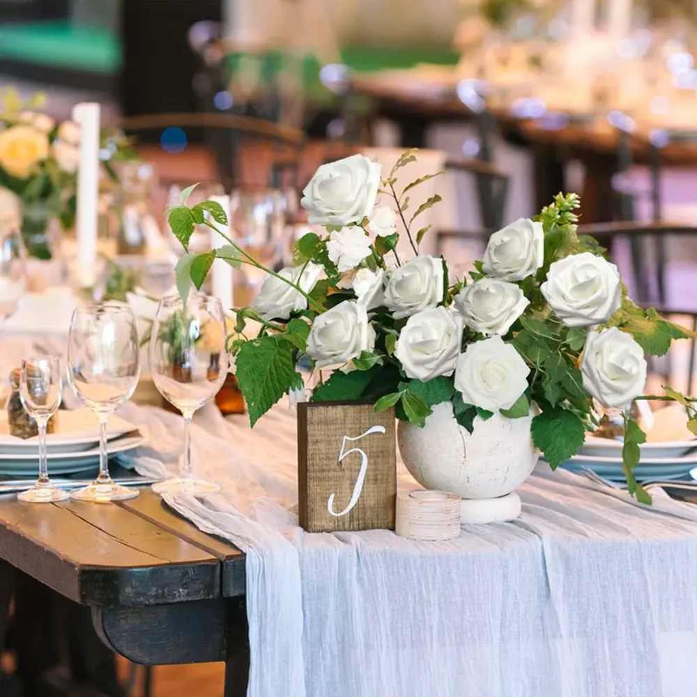 50Piece Realistic Foam Rose Wedding Set White Artificial