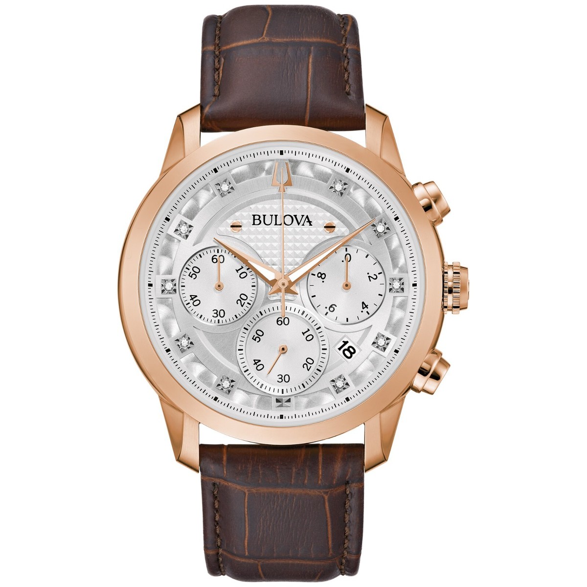 Bulova Mens Classic Chronograph Calendar Quartz Brown Leather