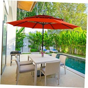 Patio Umbrella 11ft 3 Tiers Market Umbrella Outdoor Patio Table Umbrella With P Ebay