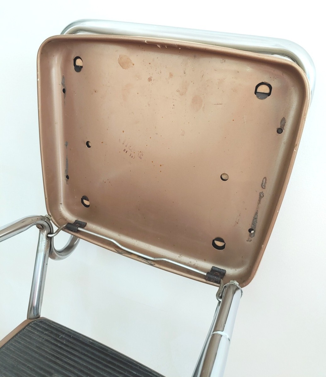Vintage Cosco Kitchen Metal Step Stool Chair Flip Up Seat Vintage Cosco Kitchen Metal Step Stool Chair Flip Up Seat