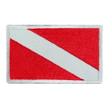 DIVER DOWN FLAG SCUBA DIVING PATCH - WHITE BORDER embroidered iron-on SOUVENIR