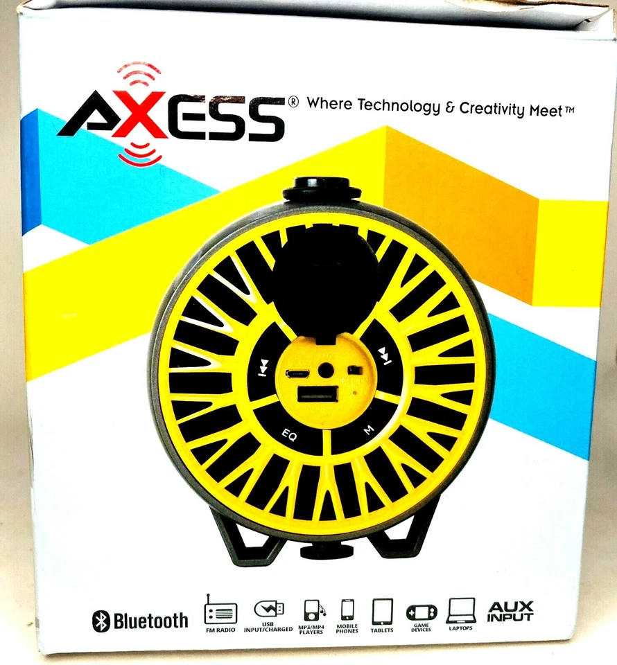 Altavoz de audio portátil Axess BT radio FM USB/SD AUX-IN, color amarillo SPBT1056YL Foto 4 de 4