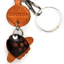 Sun Fish Handmade 3D Leather Sea Animals Keychain *VANCA* Made in Japan #56316