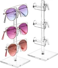 2 Pcs Eyeglasses Display Stand Acrylic Sunglasses Holder Clear Sunglass