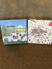 Galison Michael Storrings Apres Ski Xmas Plaza 500 1000 Piece Jigsaw Puzzle LOT
