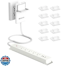 6FT Ultra-Thin Flat Plug Power Strip with 5 Outlets and 3 USB Ports | Child a
