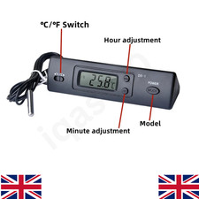 Electronic Thermometer Car Multi-function Temperature Display With Probe Black