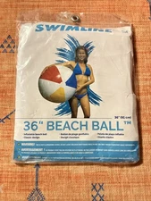 Swimline 36" Beach Ball HUGE Festivals Pool Party Heavy Duty Vinyl Sealed Vtg