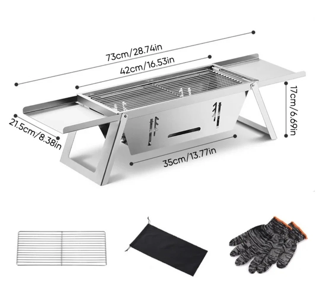 Saker Foldaway Charcoal Grill, Safe Stainless Steel Construction, Portable...