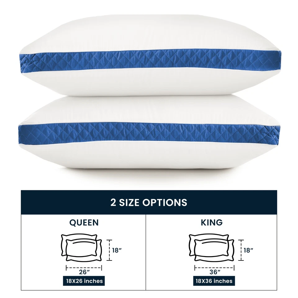 Juego de 2 almohadas reforzadas para cama soporte para cuello almohadas para dormir laterales y traseras Foto 4 de 4