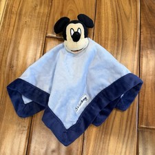 Disney MICKEY MOUSE Blue Dark Trim Baby Lovey Security Blanket Plush 2010