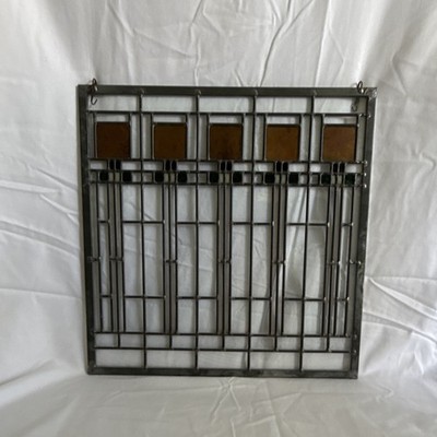 Set of Four Frank Lloyd Wright Style Prairie Stained Glass Leaded Panels