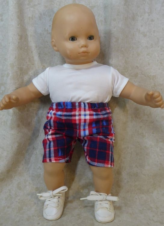 Doll Clothes Baby Made2Fit American Girl Boy 15" Bitty Twin Shorts Shirt Plaid