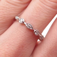 925 Sterling Silver Round-Cut C Z Eternity Stackable Band Ring Size 6
