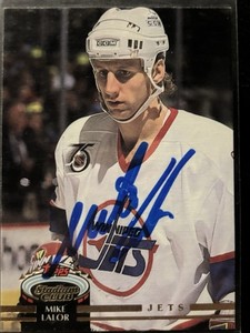 Mike Lalor Winnipeg Jets autographed card (1992-93 Topps Stadium Club #190)